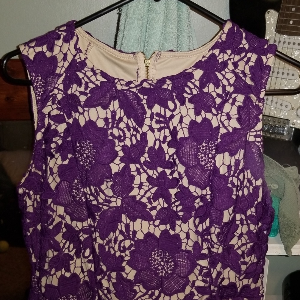 Purple floral lace dress